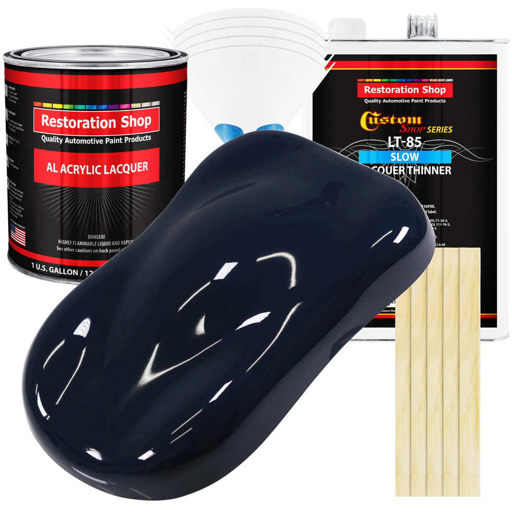 Midnight Blue - Acrylic Lacquer Auto Paint - Complete Gallon Paint Kit with Slow Dry Thinner - Professional Automotive Car Truck Refinish Coating