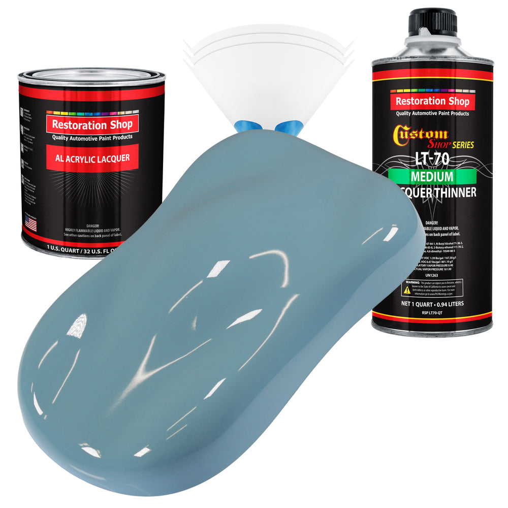 Glacier Blue - Acrylic Lacquer Auto Paint - Complete Quart Paint Kit with Medium Thinner - Professional Automotive Car Truck Guitar Refinish Coating