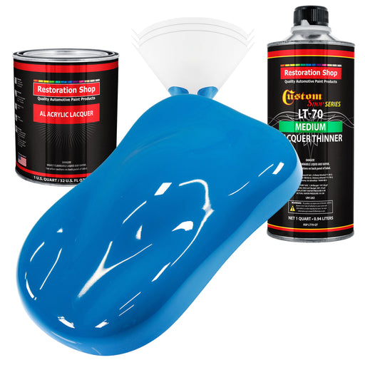 Speed Blue - Acrylic Lacquer Auto Paint - Complete Quart Paint Kit with Medium Thinner - Professional Automotive Car Truck Guitar Refinish Coating
