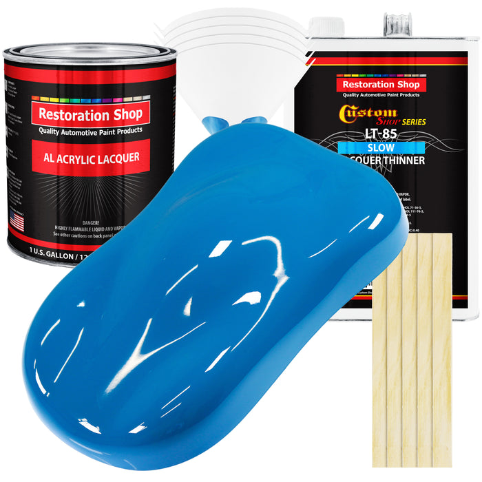 Speed Blue - Acrylic Lacquer Auto Paint - Complete Gallon Paint Kit with Slow Dry Thinner - Professional Automotive Car Truck Guitar Refinish Coating