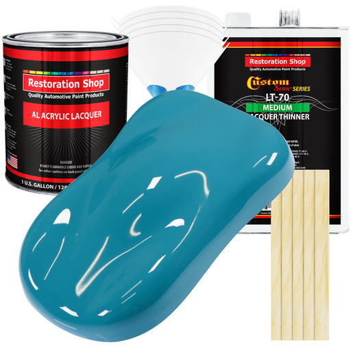Petty Blue - Acrylic Lacquer Auto Paint - Complete Gallon Paint Kit with Medium Thinner - Professional Automotive Car Truck Guitar Refinish Coating