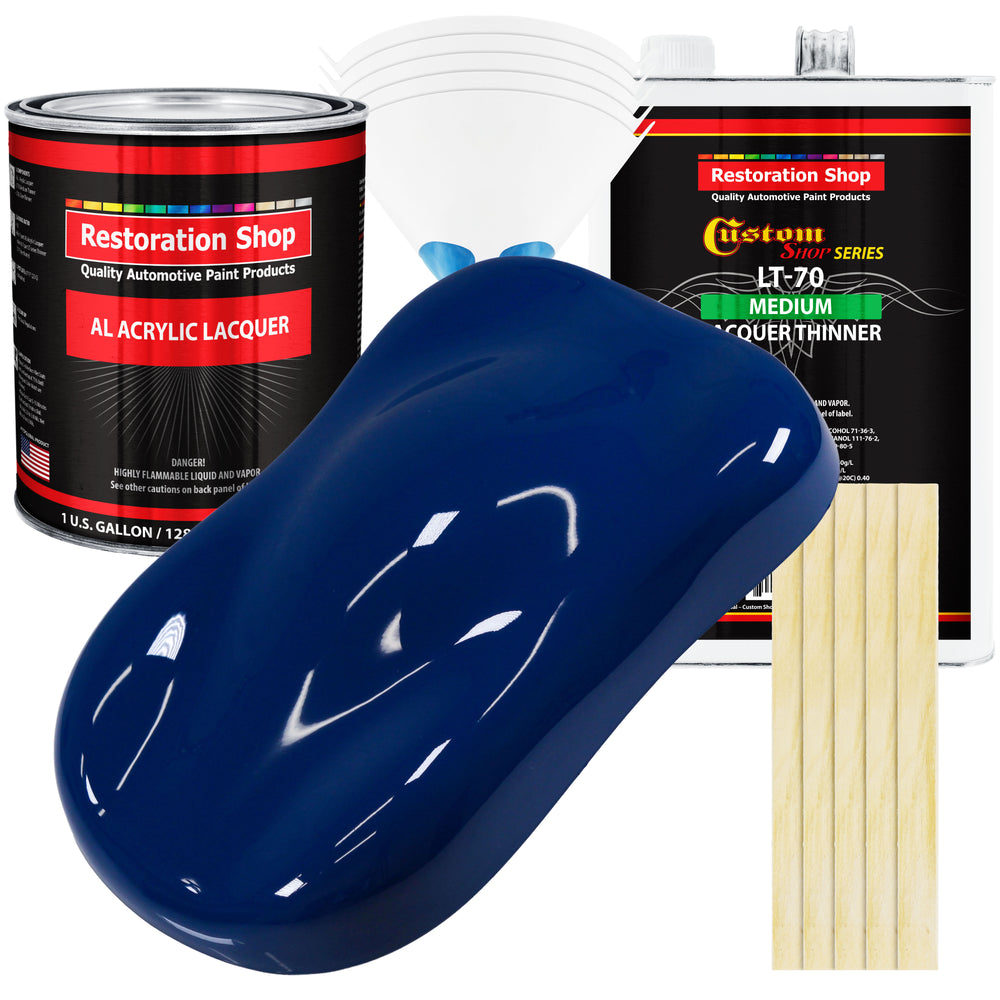 Marine Blue - Acrylic Lacquer Auto Paint - Complete Gallon Paint Kit with Medium Thinner - Professional Automotive Car Truck Guitar Refinish Coating