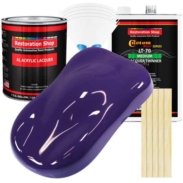 Mystical Purple - Acrylic Lacquer Auto Paint - Complete Gallon Paint Kit with Medium Thinner - Professional Automotive Car Truck Refinish Coating