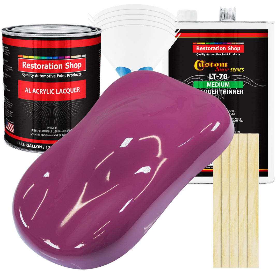 Magenta - Acrylic Lacquer Auto Paint - Complete Gallon Paint Kit with Medium Thinner - Professional Gloss Automotive Car Truck Guitar Refinish Coating