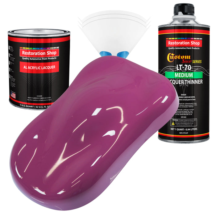 Magenta - Acrylic Lacquer Auto Paint - Complete Quart Paint Kit with Medium Thinner - Professional Automotive Car Truck Guitar Refinish Coating