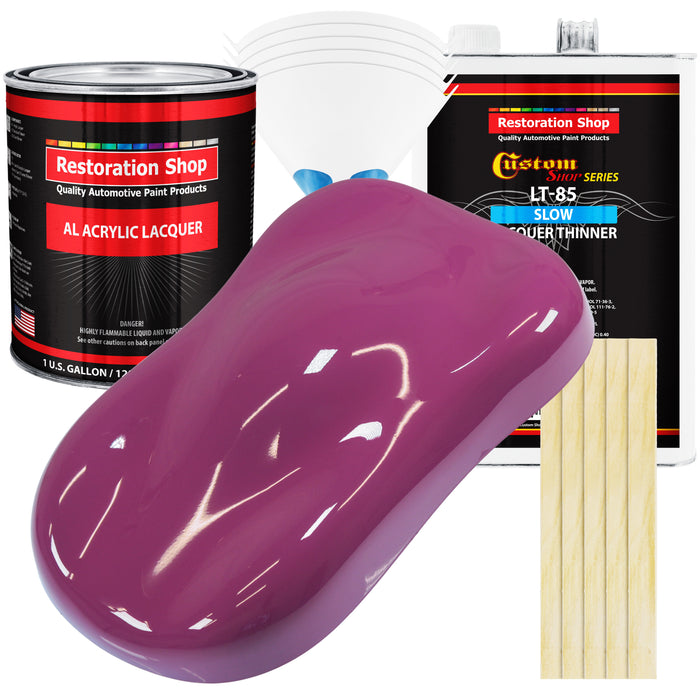 Magenta - Acrylic Lacquer Auto Paint - Complete Gallon Paint Kit with Slow Dry Thinner - Professional Automotive Car Truck Guitar Refinish Coating