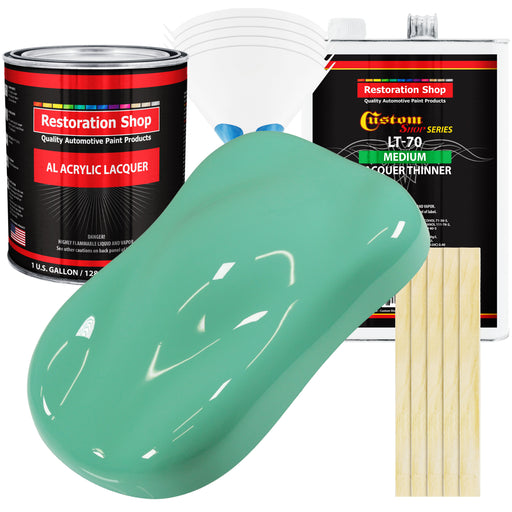 Light Aqua - Acrylic Lacquer Auto Paint - Complete Gallon Paint Kit with Medium Thinner - Professional Automotive Car Truck Guitar Refinish Coating