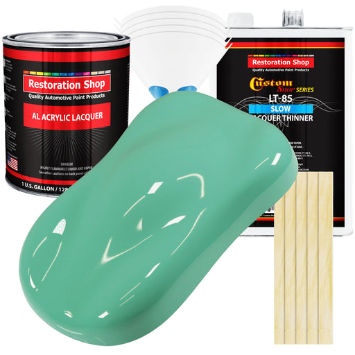 Light Aqua - Acrylic Lacquer Auto Paint - Complete Gallon Paint Kit with Slow Dry Thinner - Professional Automotive Car Truck Guitar Refinish Coating