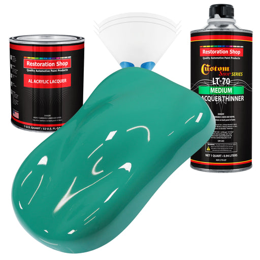 Tropical Turquoise - Acrylic Lacquer Auto Paint - Complete Quart Paint Kit with Medium Thinner - Professional Automotive Car Truck Refinish Coating