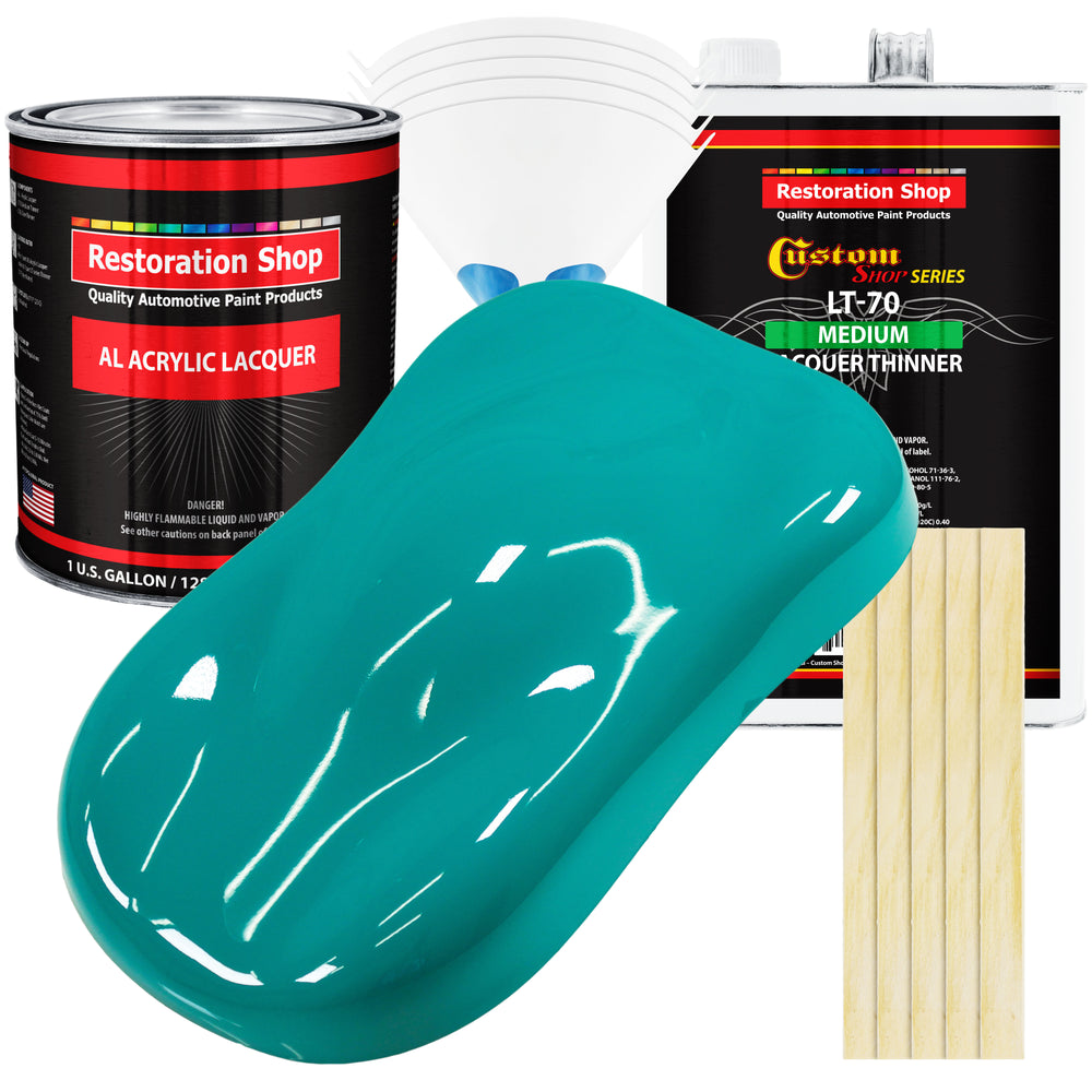 Deep Aqua - Acrylic Lacquer Auto Paint - Complete Gallon Paint Kit with Medium Thinner - Professional Automotive Car Truck Guitar Refinish Coating