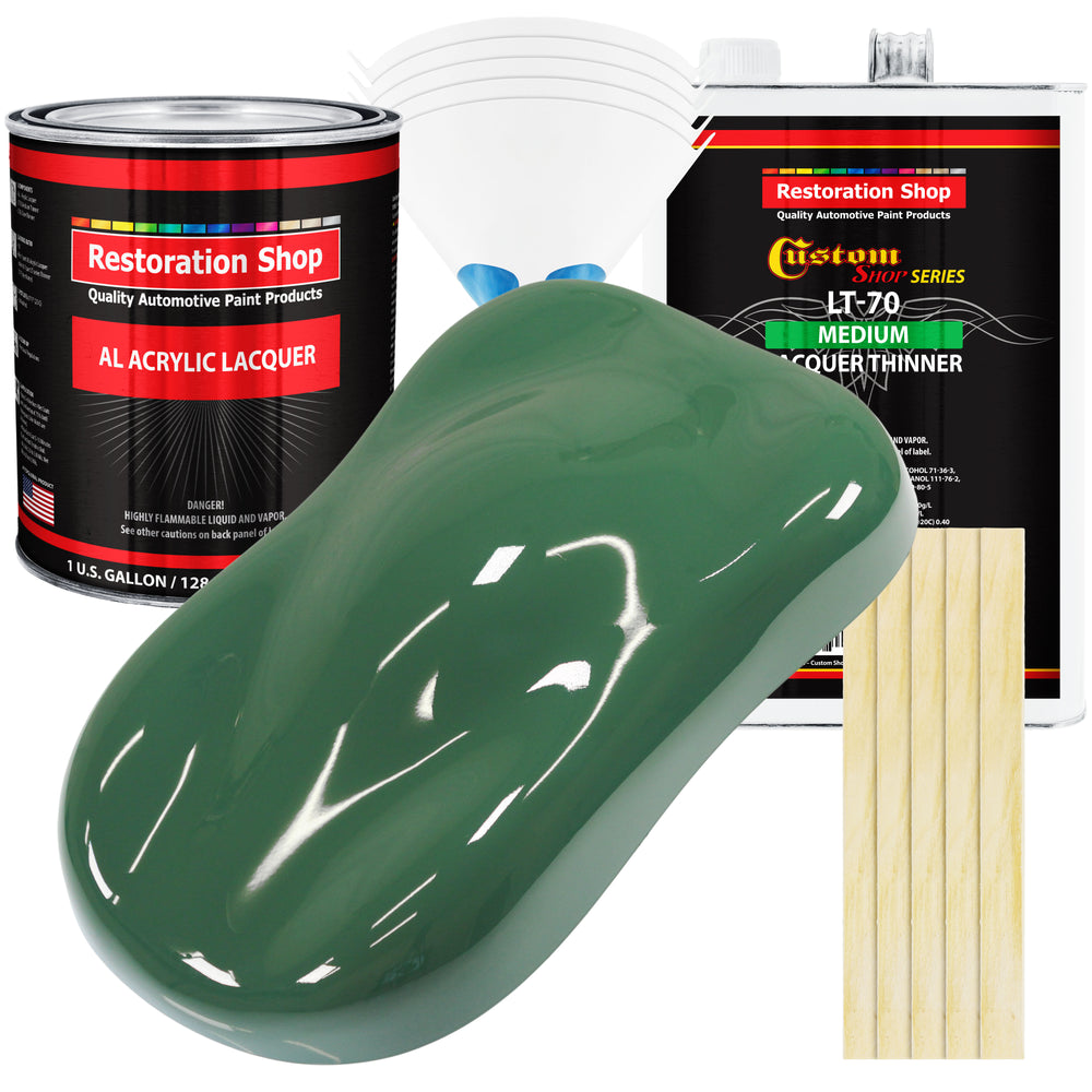 Transport Green - Acrylic Lacquer Auto Paint - Complete Gallon Paint Kit with Medium Thinner - Professional Automotive Car Truck Refinish Coating