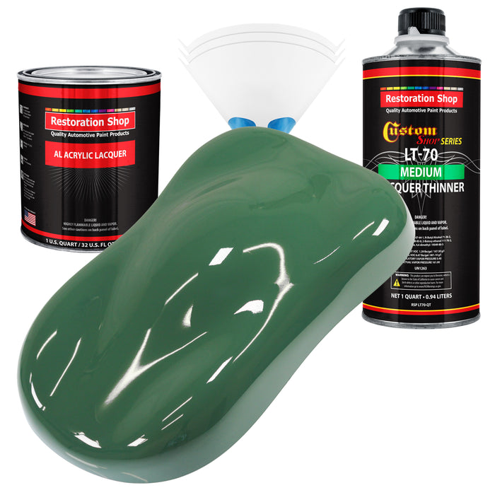 Transport Green - Acrylic Lacquer Auto Paint - Complete Quart Paint Kit with Medium Thinner - Professional Automotive Car Truck Refinish Coating