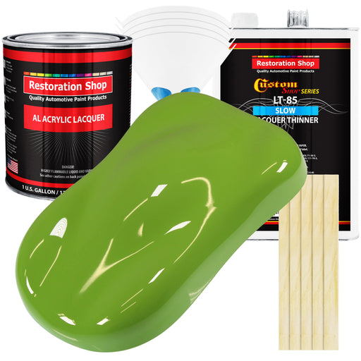 Sublime Green - Acrylic Lacquer Auto Paint - Complete Gallon Paint Kit with Slow Dry Thinner - Professional Automotive Car Truck Refinish Coating