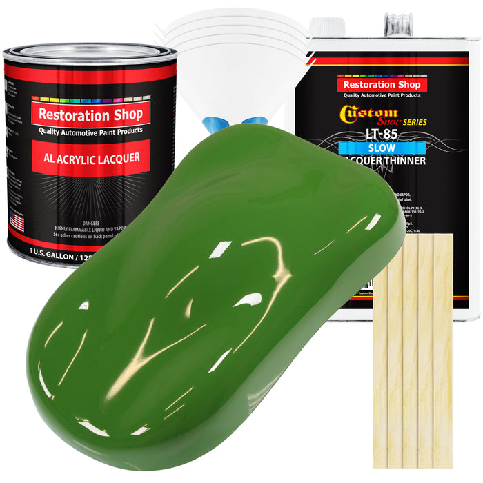 Deere Green - Acrylic Lacquer Auto Paint - Complete Gallon Paint Kit with Slow Dry Thinner - Professional Automotive Car Truck Guitar Refinish Coating