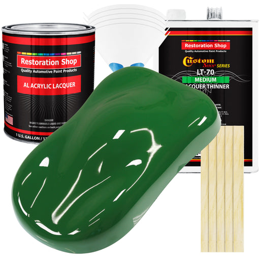 Emerald Green - Acrylic Lacquer Auto Paint - Complete Gallon Paint Kit with Medium Thinner - Professional Automotive Car Truck Guitar Refinish Coating