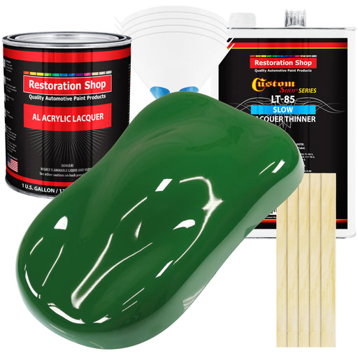 Emerald Green - Acrylic Lacquer Auto Paint - Complete Gallon Paint Kit with Slow Dry Thinner - Professional Automotive Car Truck Refinish Coating