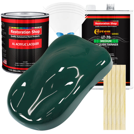 Woodland Green - Acrylic Lacquer Auto Paint - Complete Gallon Paint Kit with Medium Thinner - Professional Automotive Car Truck Refinish Coating