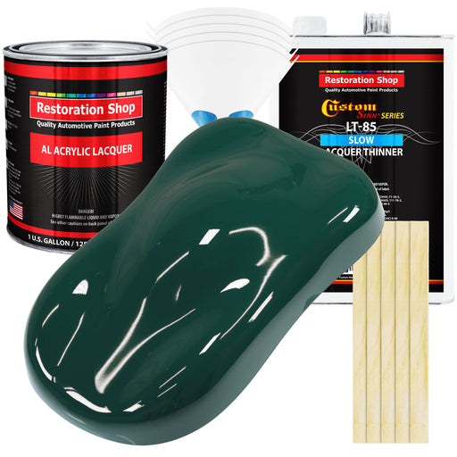 Woodland Green - Acrylic Lacquer Auto Paint - Complete Gallon Paint Kit with Slow Dry Thinner - Professional Automotive Car Truck Refinish Coating