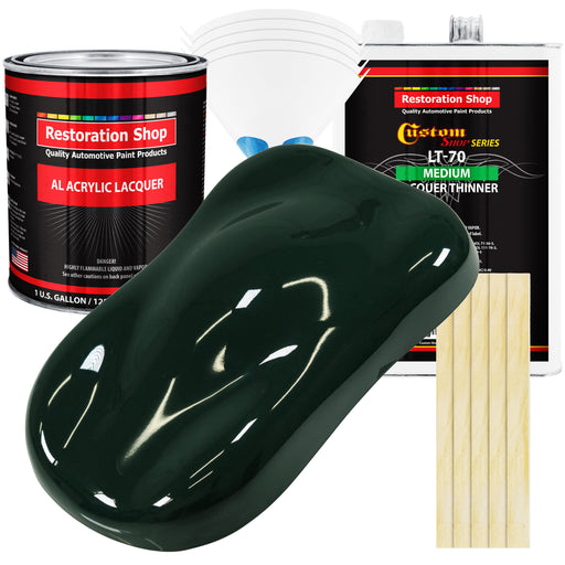 British Racing Green - Acrylic Lacquer Auto Paint - Complete Gallon Paint Kit with Medium Thinner - Pro Automotive Car Truck Guitar Refinish Coating