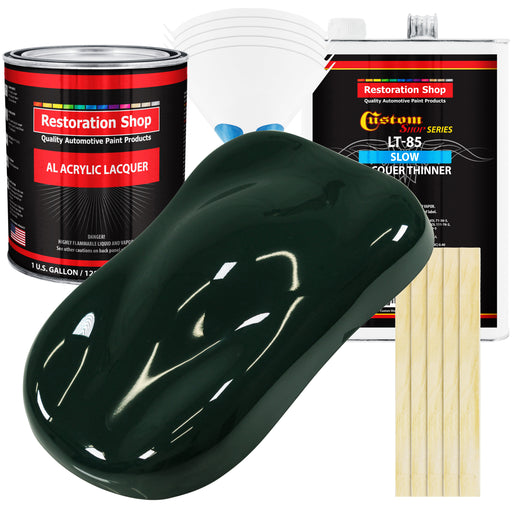 British Racing Green - Acrylic Lacquer Auto Paint - Complete Gallon Paint Kit with Slow Dry Thinner - Pro Automotive Car Truck Guitar Refinish Coating