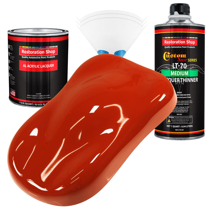 Hot Rod Red - Acrylic Lacquer Auto Paint - Complete Quart Paint Kit with Medium Thinner - Professional Automotive Car Truck Guitar Refinish Coating