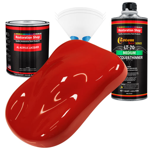 Swift Red - Acrylic Lacquer Auto Paint - Complete Quart Paint Kit with Medium Thinner - Professional Automotive Car Truck Guitar Refinish Coating