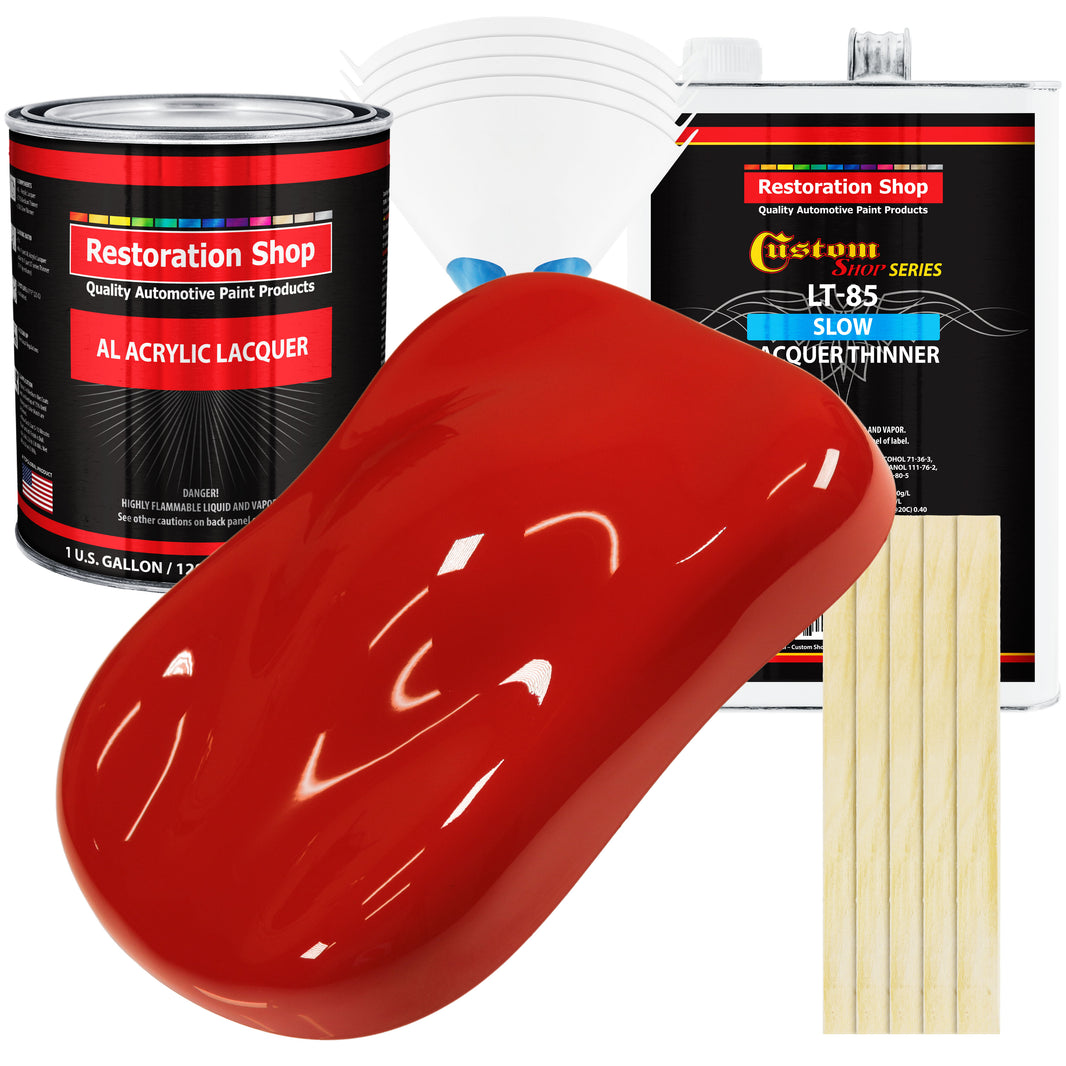 Swift Red - Acrylic Lacquer Auto Paint - Complete Gallon Paint Kit with Slow Dry Thinner - Professional Automotive Car Truck Guitar Refinish Coating