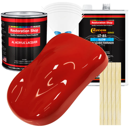 Swift Red - Acrylic Lacquer Auto Paint - Complete Gallon Paint Kit with Slow Dry Thinner - Professional Automotive Car Truck Guitar Refinish Coating