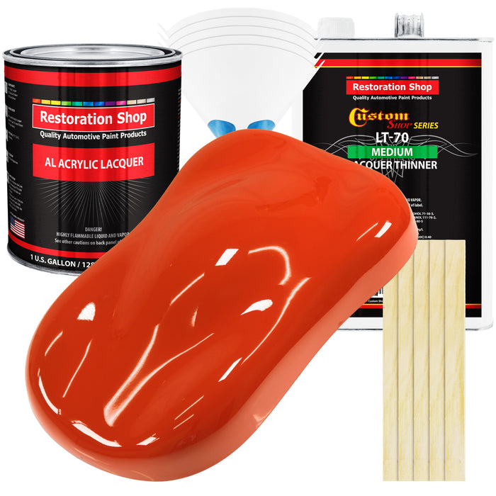 Tractor Red - Acrylic Lacquer Auto Paint - Complete Gallon Paint Kit with Medium Thinner - Professional Automotive Car Truck Guitar Refinish Coating