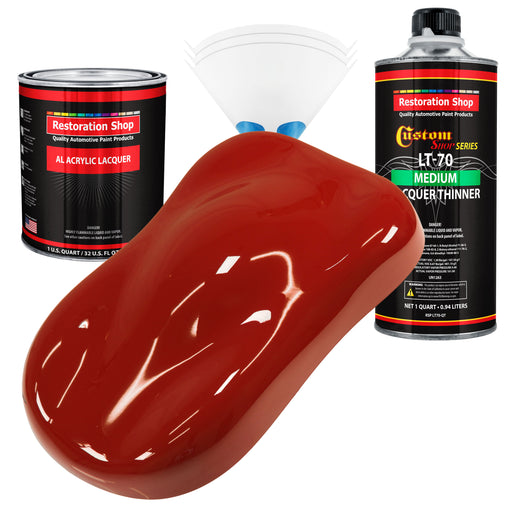 Candy Apple Red - Acrylic Lacquer Auto Paint - Complete Quart Paint Kit with Medium Thinner - Professional Automotive Car Truck Refinish Coating