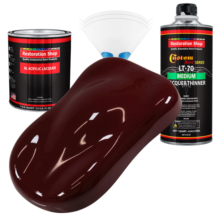 Carmine Red - Acrylic Lacquer Auto Paint - Complete Quart Paint Kit with Medium Thinner - Professional Automotive Car Truck Guitar Refinish Coating
