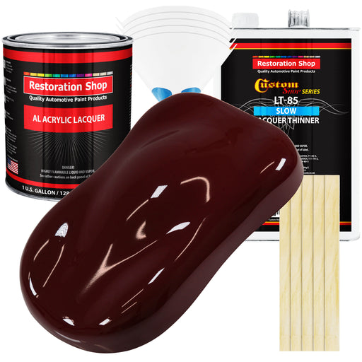 Carmine Red - Acrylic Lacquer Auto Paint - Complete Gallon Paint Kit with Slow Dry Thinner - Professional Automotive Car Truck Guitar Refinish Coating