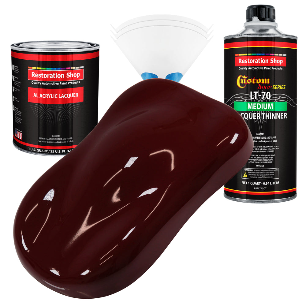 Burgundy - Acrylic Lacquer Auto Paint - Complete Quart Paint Kit with Medium Thinner - Professional Automotive Car Truck Guitar Refinish Coating