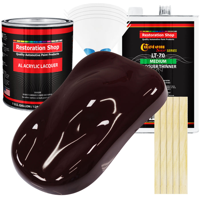 Royal Maroon - Acrylic Lacquer Auto Paint - Complete Gallon Paint Kit with Medium Thinner - Professional Automotive Car Truck Guitar Refinish Coating