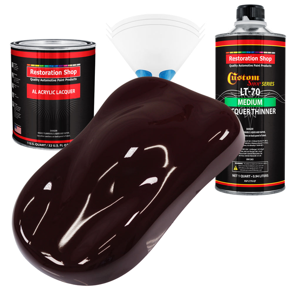 Royal Maroon - Acrylic Lacquer Auto Paint - Complete Quart Paint Kit with Medium Thinner - Professional Automotive Car Truck Guitar Refinish Coating