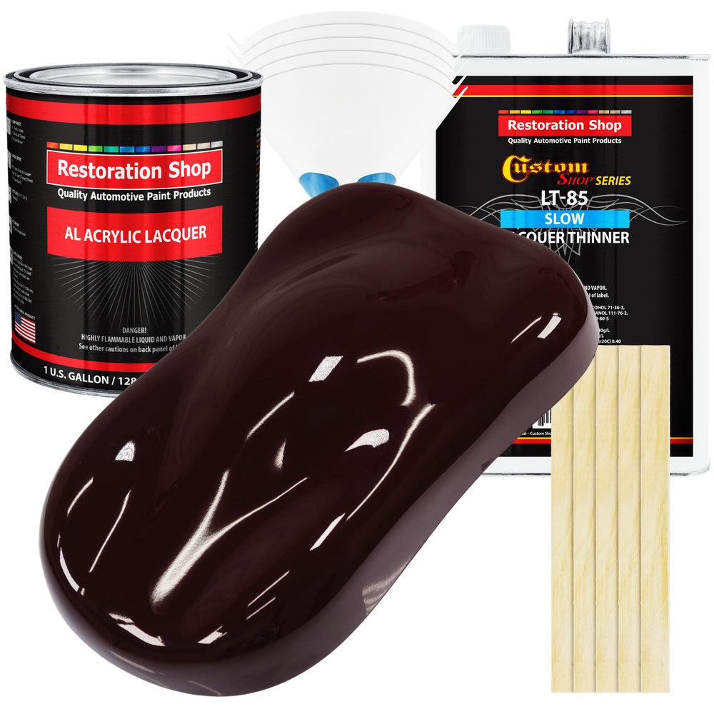 Royal Maroon - Acrylic Lacquer Auto Paint - Complete Gallon Paint Kit with Slow Dry Thinner - Professional Automotive Car Truck Refinish Coating