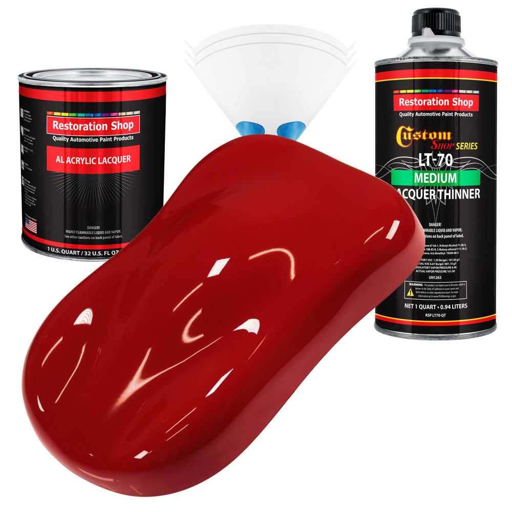 Regal Red - Acrylic Lacquer Auto Paint - Complete Quart Paint Kit with Medium Thinner - Professional Automotive Car Truck Guitar Refinish Coating