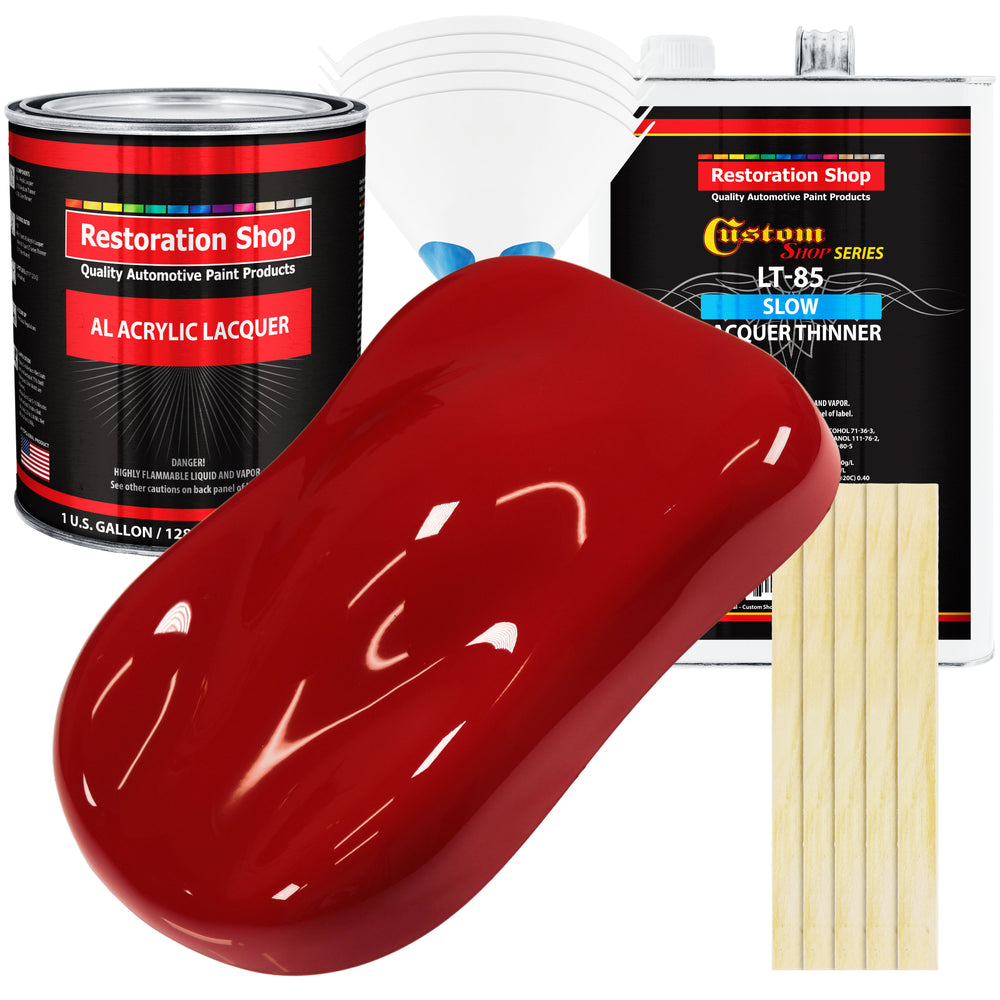 Regal Red - Acrylic Lacquer Auto Paint - Complete Gallon Paint Kit with Slow Dry Thinner - Professional Automotive Car Truck Guitar Refinish Coating