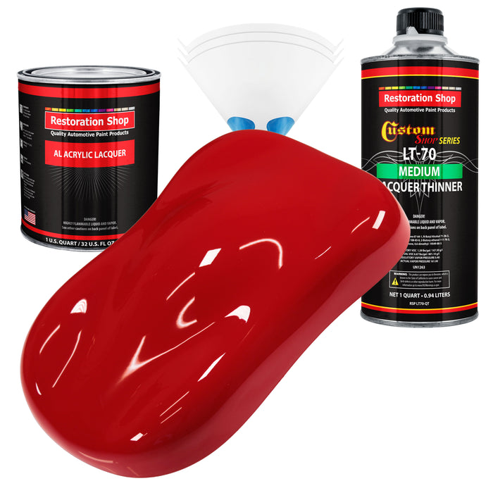 Reptile Red - Acrylic Lacquer Auto Paint - Complete Quart Paint Kit with Medium Thinner - Professional Automotive Car Truck Guitar Refinish Coating