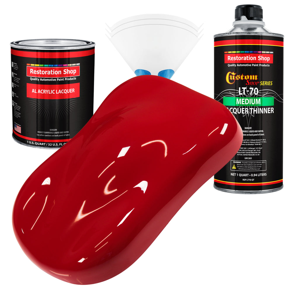 Viper Red - Acrylic Lacquer Auto Paint - Complete Quart Paint Kit with Medium Thinner - Professional Automotive Car Truck Guitar Refinish Coating