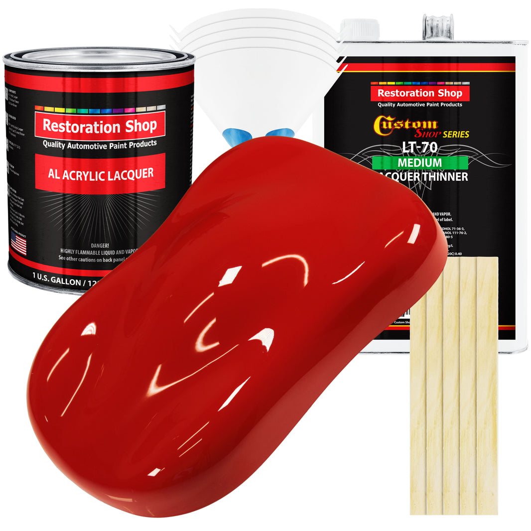 Pro Street Red - Acrylic Lacquer Auto Paint - Complete Gallon Paint Kit with Medium Thinner - Professional Automotive Car Truck Refinish Coating