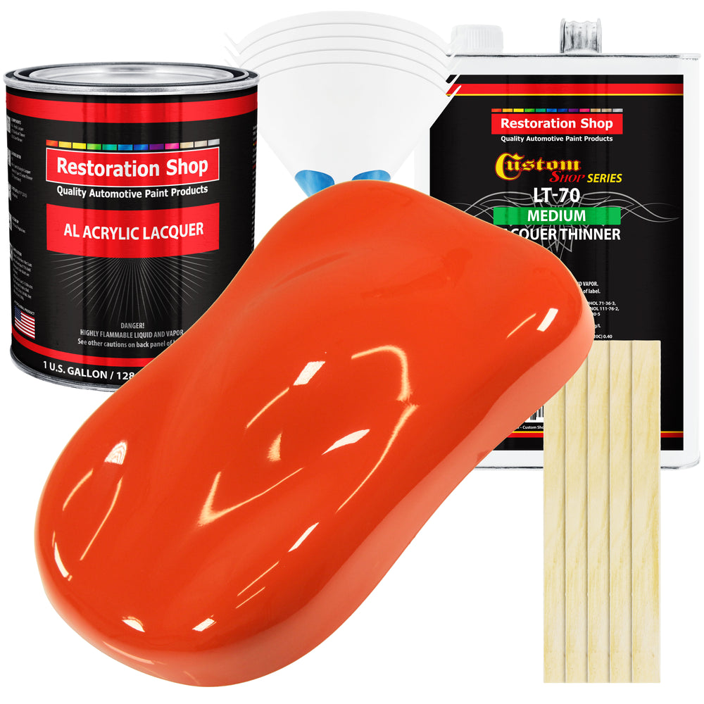 Charger Orange - Acrylic Lacquer Auto Paint - Complete Gallon Paint Kit with Medium Thinner - Professional Automotive Car Truck Refinish Coating