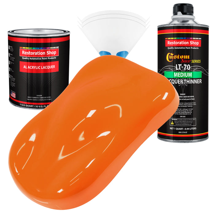 California Orange - Acrylic Lacquer Auto Paint - Complete Quart Paint Kit with Medium Thinner - Professional Automotive Car Truck Refinish Coating