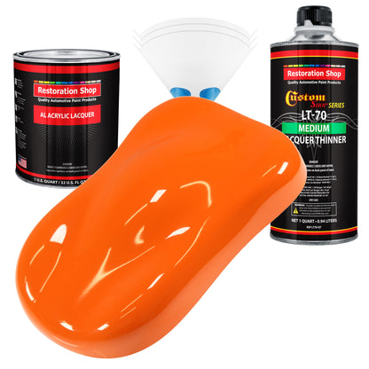 Omaha Orange - Acrylic Lacquer Auto Paint - Complete Quart Paint Kit with Medium Thinner - Professional Automotive Car Truck Guitar Refinish Coating