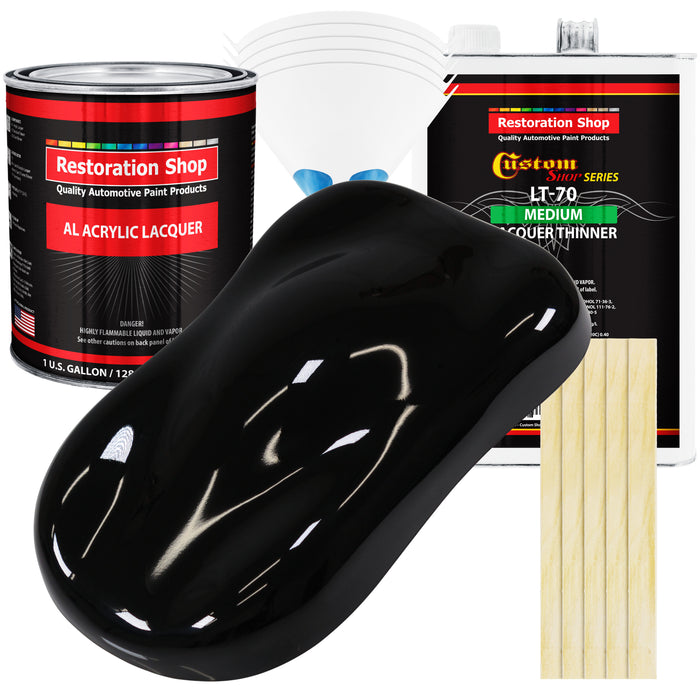 Boulevard Black - Acrylic Lacquer Auto Paint - Complete Gallon Paint Kit with Medium Thinner - Professional Automotive Car Truck Refinish Coating