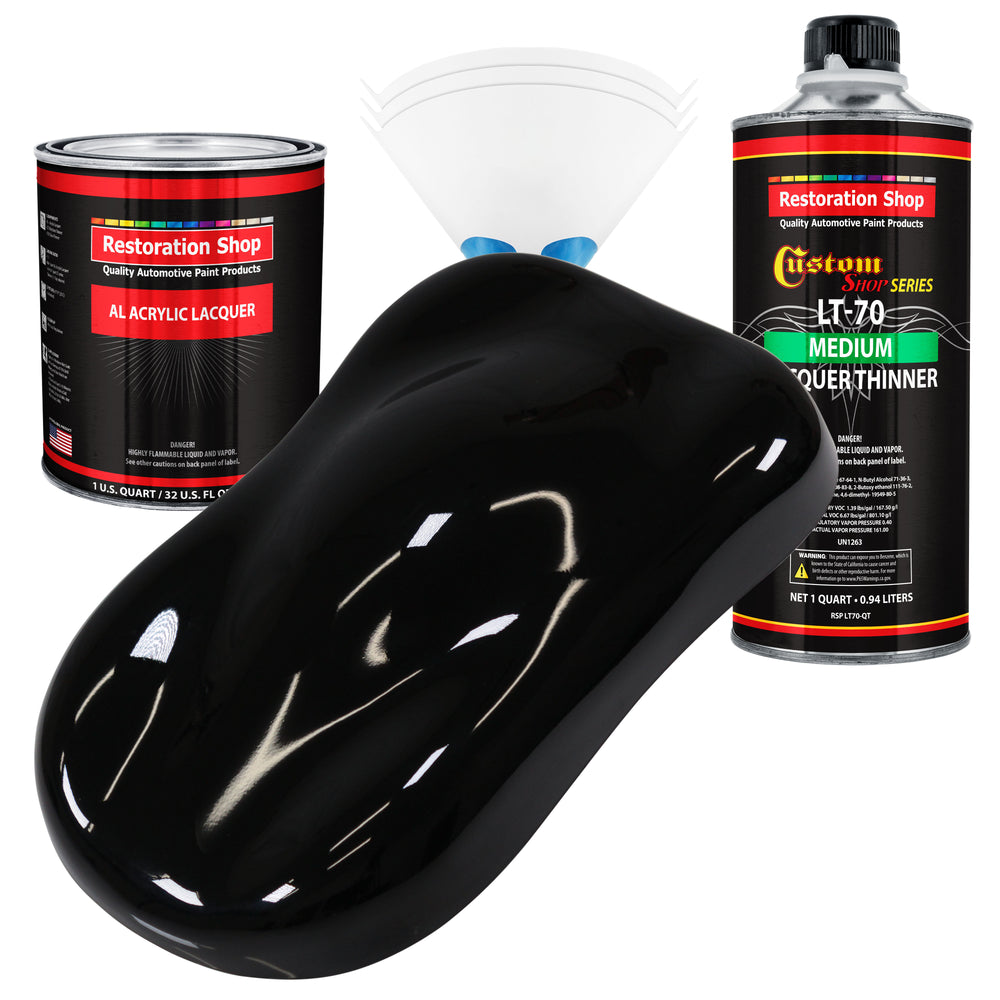 Boulevard Black - Acrylic Lacquer Auto Paint - Complete Quart Paint Kit with Medium Thinner - Professional Automotive Car Truck Refinish Coating