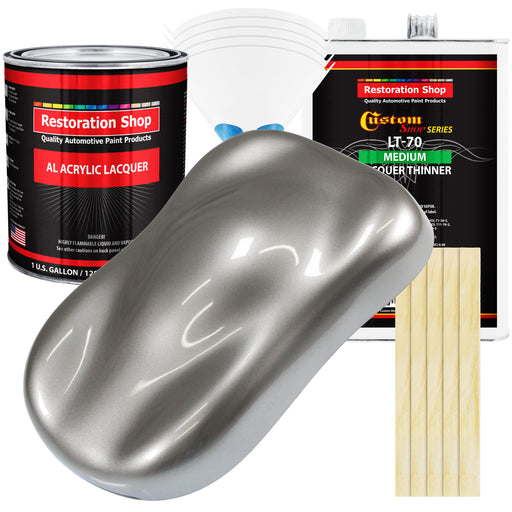 Titanium Gray Metallic - Acrylic Lacquer Auto Paint - Complete Gallon Paint Kit with Medium Thinner - Pro Automotive Car Truck Guitar Refinish Coating