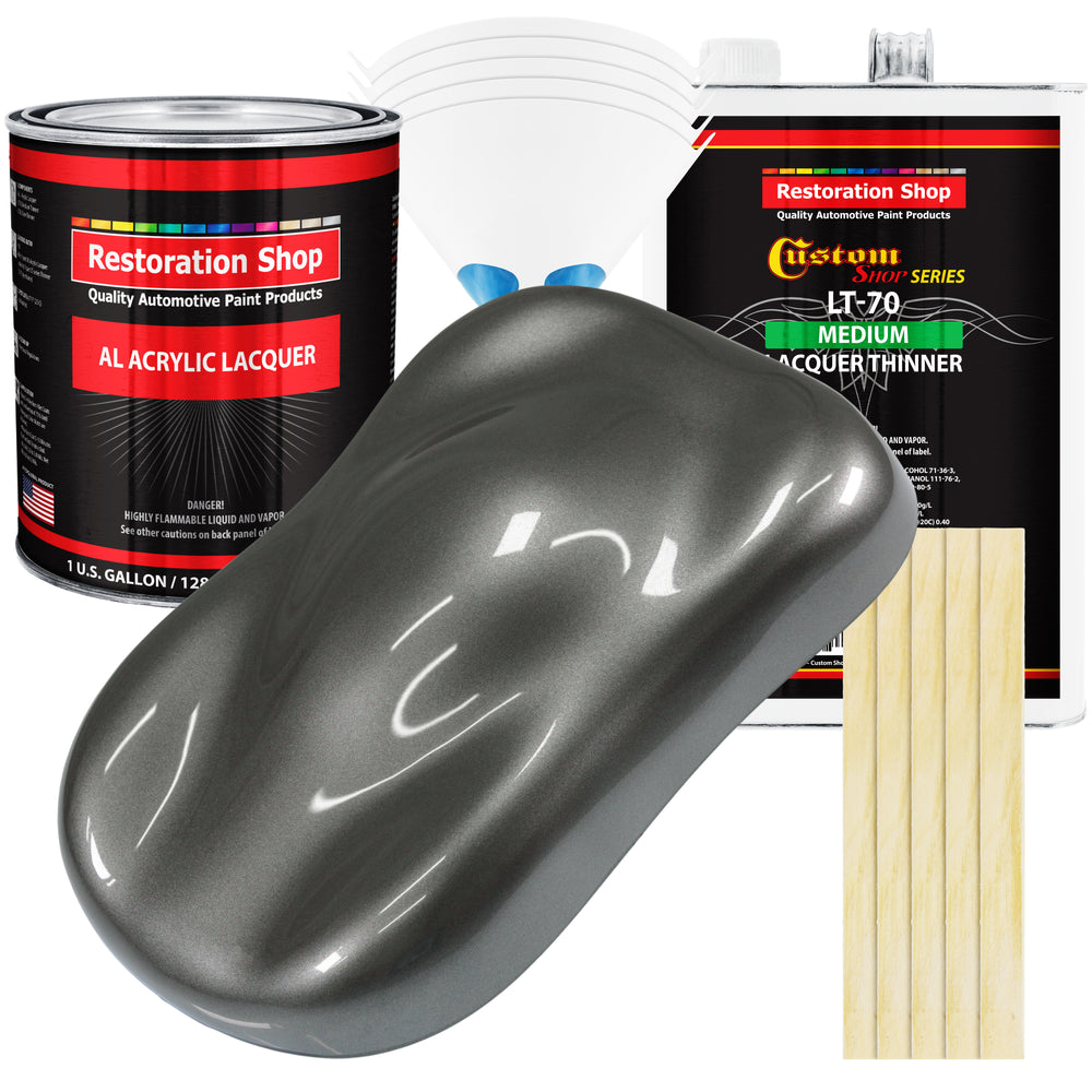 Black Metallic Acrylic Lacquer Single Stage Car Auto Paint Complete Medium Quart Kit - Restoration Shop