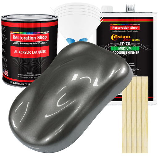 Dark Charcoal Metallic - Acrylic Lacquer Auto Paint - Complete Gallon Paint Kit with Medium Thinner - Pro Automotive Car Truck Guitar Refinish Coating