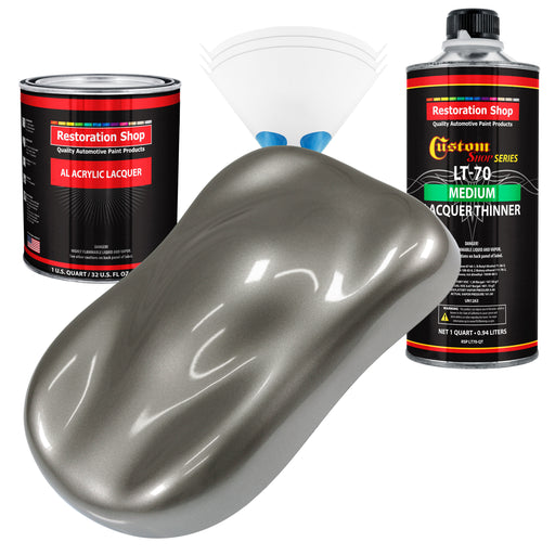 Graphite Gray Metallic - Acrylic Lacquer Auto Paint - Complete Quart Paint Kit with Medium Thinner - Pro Automotive Car Truck Guitar Refinish Coating